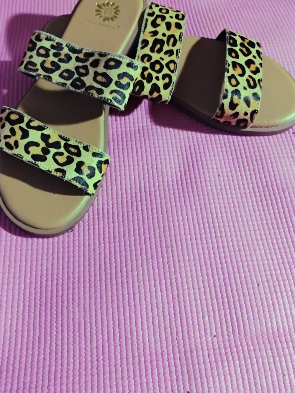 Yellow Box Leopard Print Double-Strap Slide Sandals - Tan/Black - Picture 4 of 10
